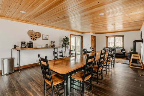 Dining table that seats 15+ and coffee bar with Keurig and12 cup drip maker