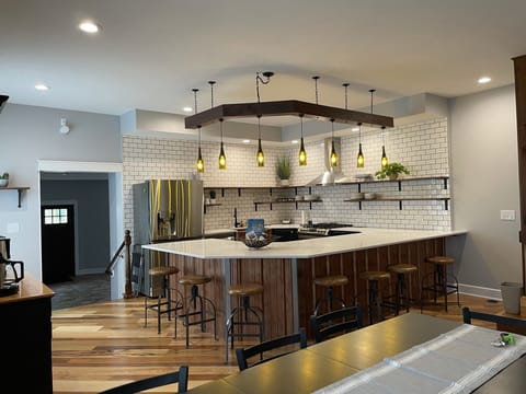 Wine bottle pendants custom made by the owner.