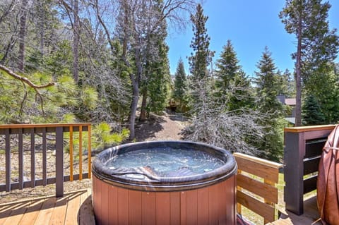 The spa overlooks the backyard with an excellent view of the stars at night.