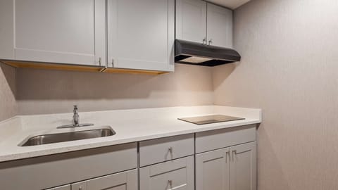 Mini-fridge, microwave, coffee/tea maker