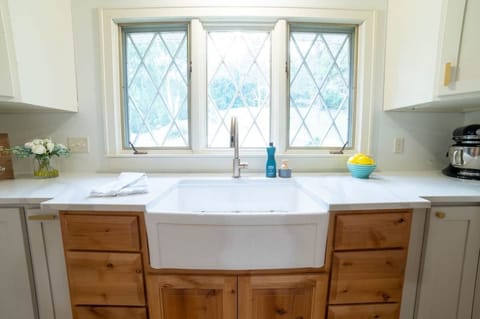 Love a farmhouse sink! Dish soap and dishwasher pods available.