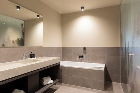 Hair dryer, bathrobes, slippers, heated floors