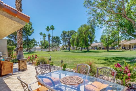 Enjoy the spacious back patio with Pool views.