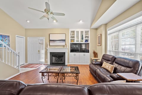 Perfect room for friends and family to gather around for movie night.