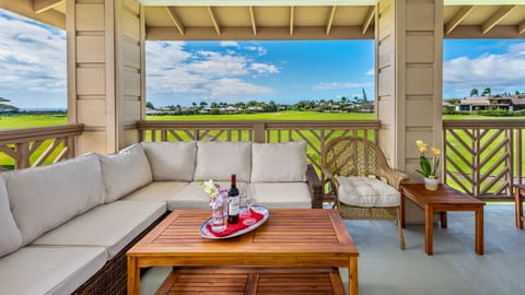 Pili Mai Resort at Poipu #06E - Covered Seating Lanai with Golf Course Views - Parrish Kauai