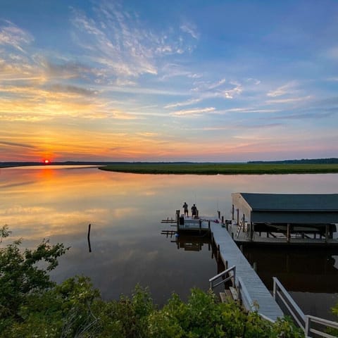 Fishing at sunrise. The sunrise views are incredible!