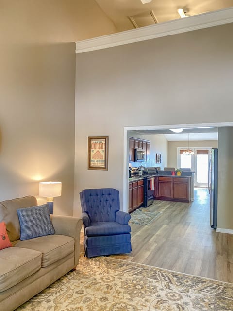 Loft/office overlooks living room
