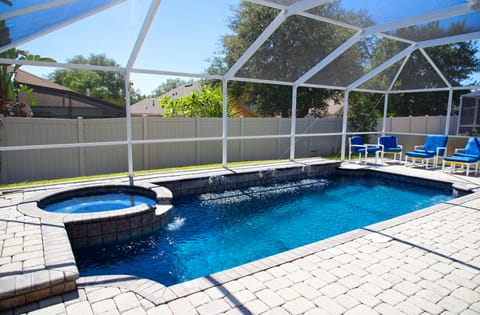 Spacious swimming pool area with Spa