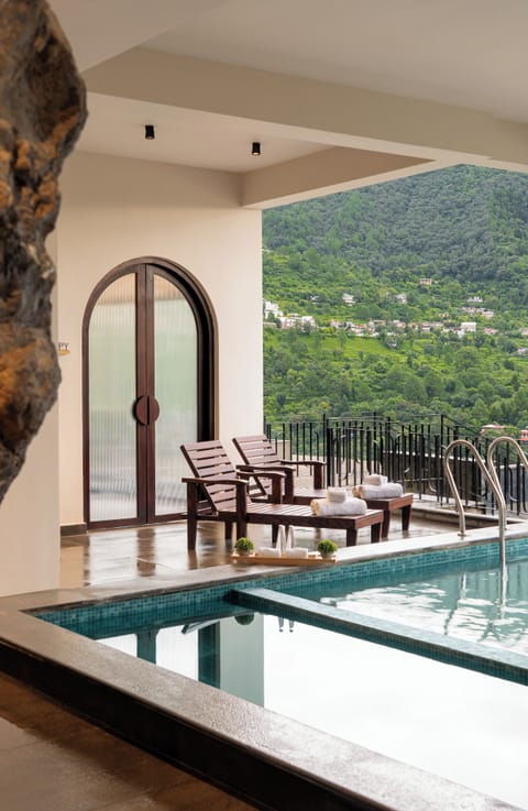 Indoor pool, open 8:00 AM to 7:00 PM, sun loungers