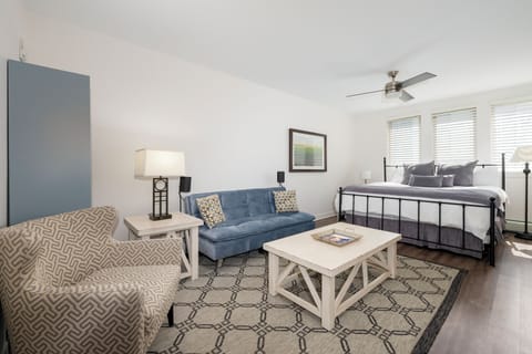 Your bright studio blends comfort and style with a cozy seating area and restful sleeping space in one inviting room.