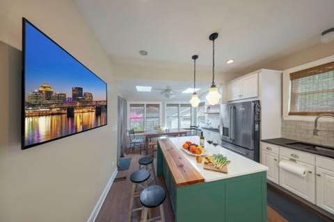 Kitchen view 1 - with breakfest/dry bar area, easily seats 12