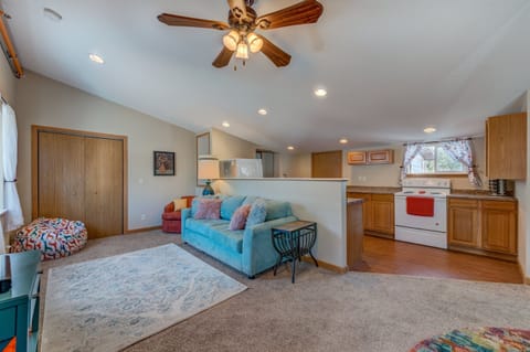 Moonbeam has both powerful window AC units and ceiling fans throughout.