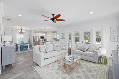 Living, dining, and kitchen flow seamlessly