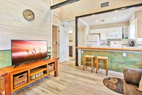 View of the entry door from the living area inside.