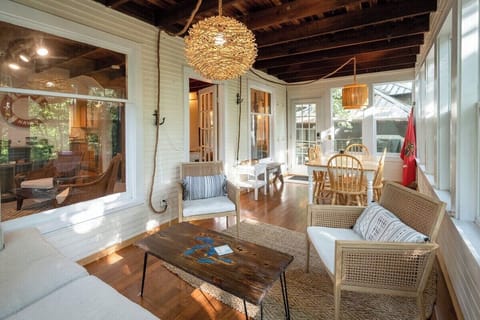 This air-conditioned home has four bedrooms and one bathroom and half bath in the laundry area (basement).