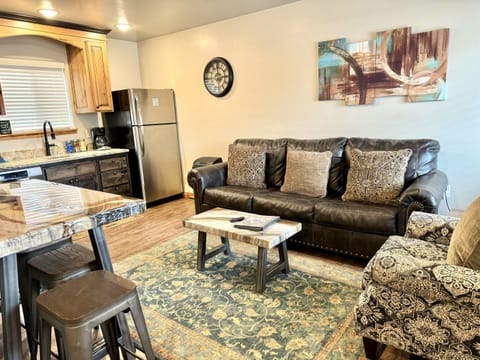 Cozy living space to relax after a day of exploring Arches & Canyonlands. 550 Sq Feet total living space. 