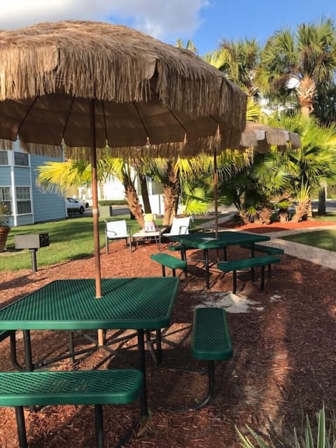 One of many areas near clubhouse to grill and relax