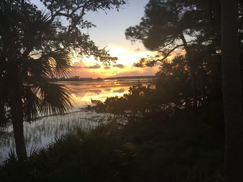 Sunset over the marsh from the back deck.