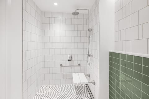 Room, 1 King Bed, Accessible, City View | Bathroom | Shower, rainfall showerhead, free toiletries, hair dryer