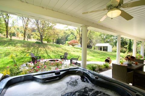 Soak in the hot tub after a day spent in the mountains!