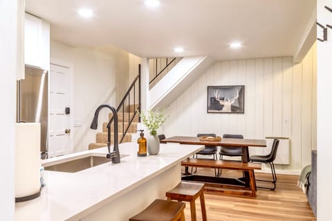 Bar seating in kitchen.