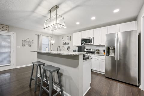 Kitchen with stainless steel appliances
