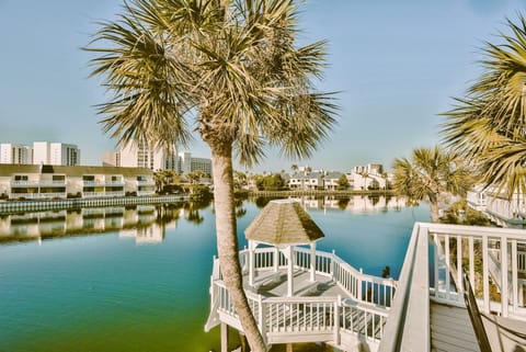 Overlooking the lake from the top deck
