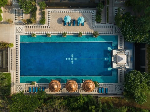 Outdoor pool, open 8:00 AM to 8:00 PM, pool umbrellas, sun loungers