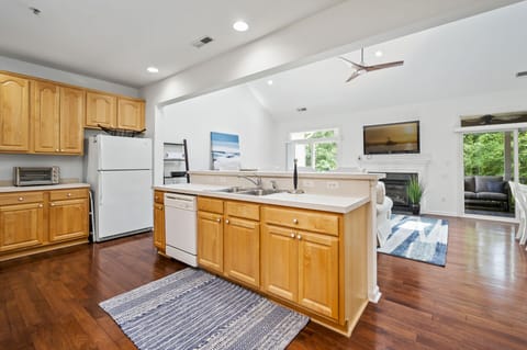 Wide open kitchen and living space keeps everyone together