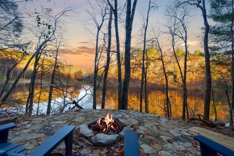 Private lakeside fire pit