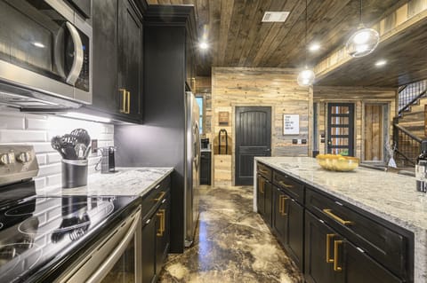 Tons of countertop space in the open concept kitchen.