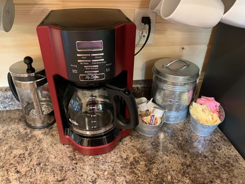 Coffee, cream and sugar and provided.