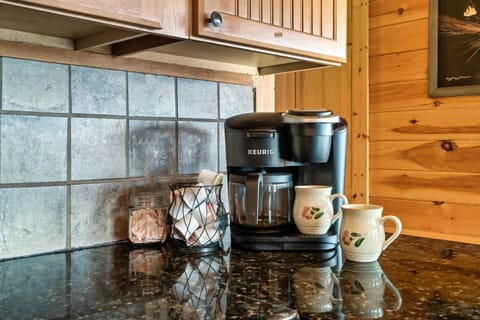 Keurig Maker, drip coffee maker and starter supply of kcups/creamers provided.