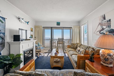The ocean front living room is fabulous for movie night with the family.