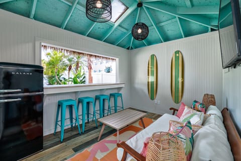 Tiki bar lounge with Smart TV for games and gatherings
