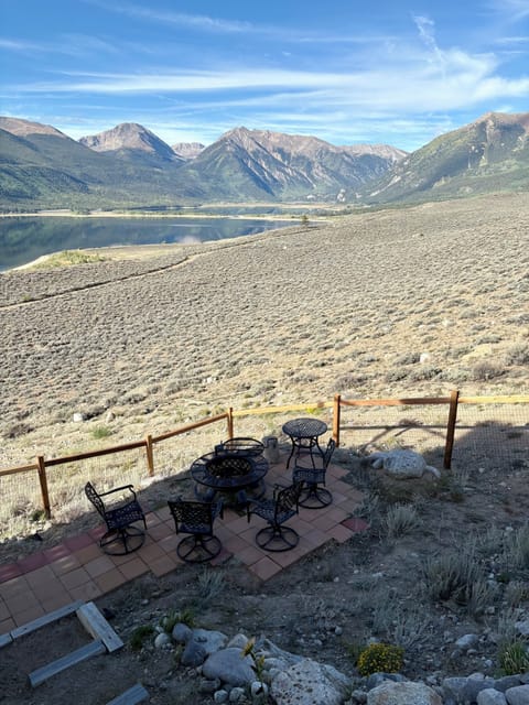 Fenced area and fire pit