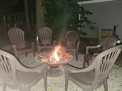 Firepit with firewood provided