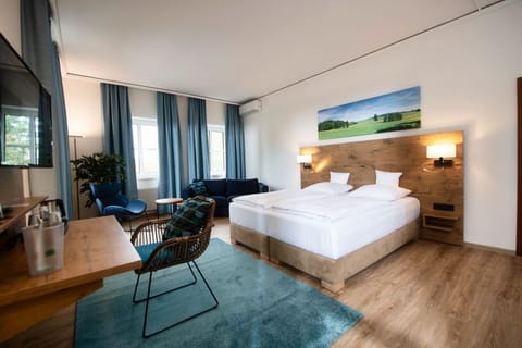 Deluxe Double Room | Living area | 85-cm flat-screen TV with satellite channels, TV