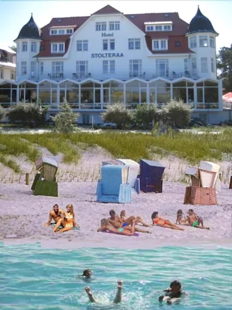 On the beach, white sand