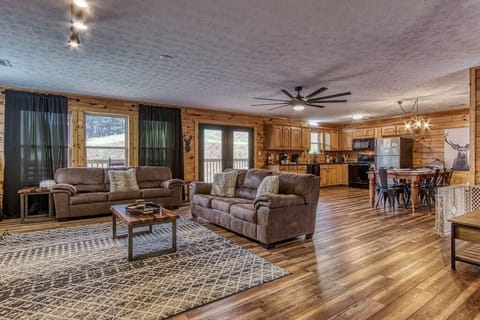 Modern Rustic's cozy living area (fireplace not operational as of the moment)