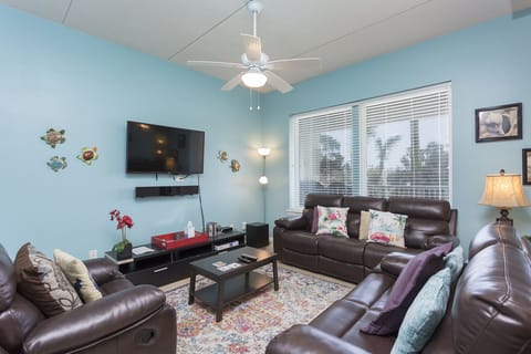 Relax in the comfortable living area after a day on the water or at the beach.
