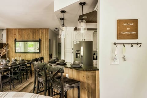 A dining table that seats 12 as well as bar seating!