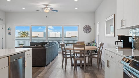 Large dining table and seating for six