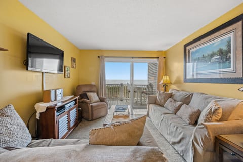 The ocean front living room is fabulous for movie night with the family.