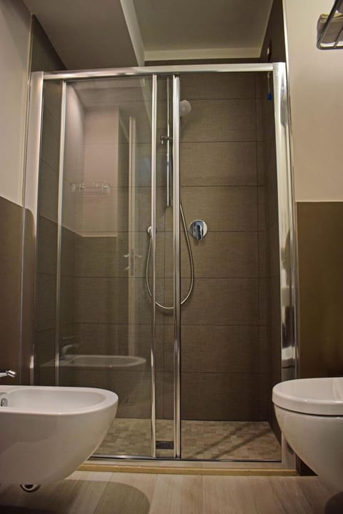 Shower, hair dryer, slippers, bidet