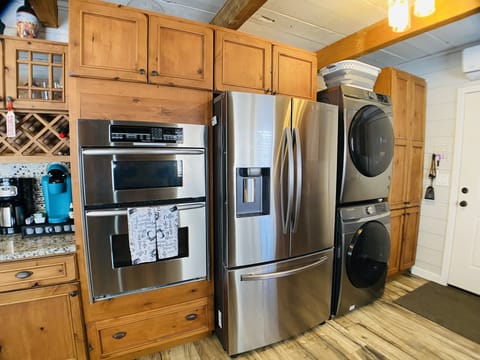 Convection Oven & Microwave,  full size fridge ad full size washer/dryer