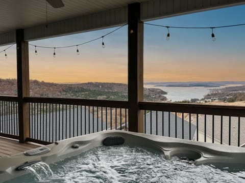 Top deck with lake view from the hot tub