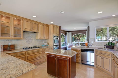 A roomy kitchen for meal prep and guest entertaining.