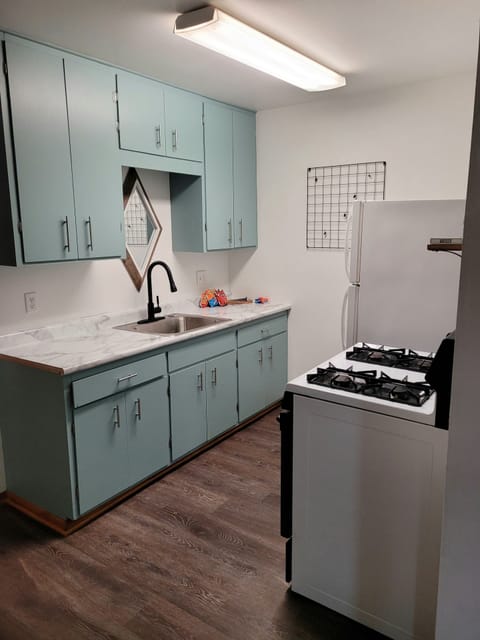 Full kitchen for preparing meals. Salt, Pepper, oil, coffee provided. 