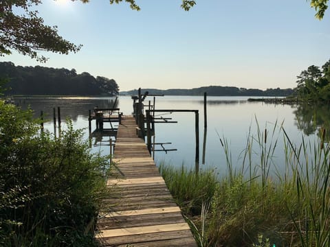Dock onto Nassawadox Creek - 3 feet at low tide, 4 feet at high tide. 